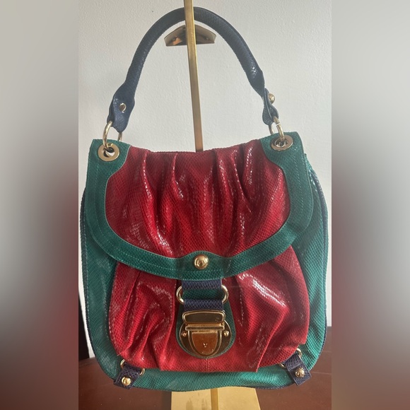 Hype Leather Colorblock leather satchel/shoulder bag - Picture 4 of 7